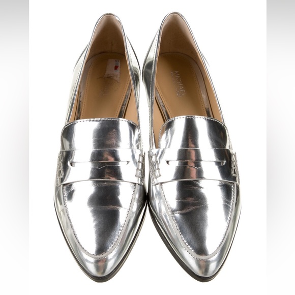 Michael Kors Silver Patent Leather Loafers - Picture 3 of 4